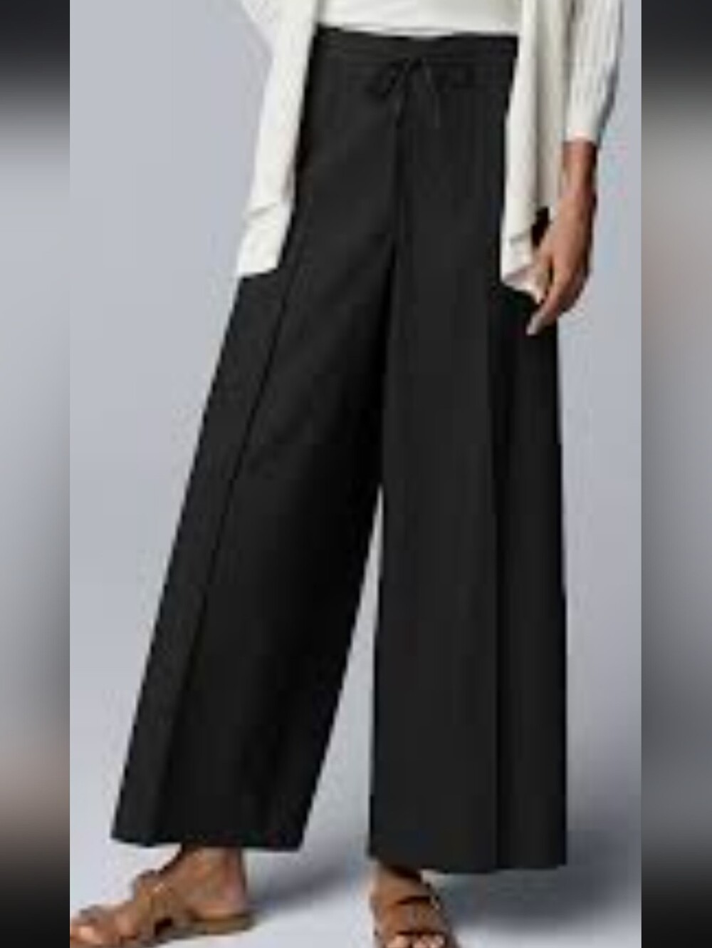Simply Vera By Vera Wang Black Wide Leg Drawstring Pants Sz M